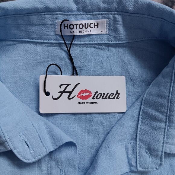 HOTOUCH Oversized Button Down Shirt Dress With Pockets Long Sleeve Tunic Size L - Picture 7 of 11